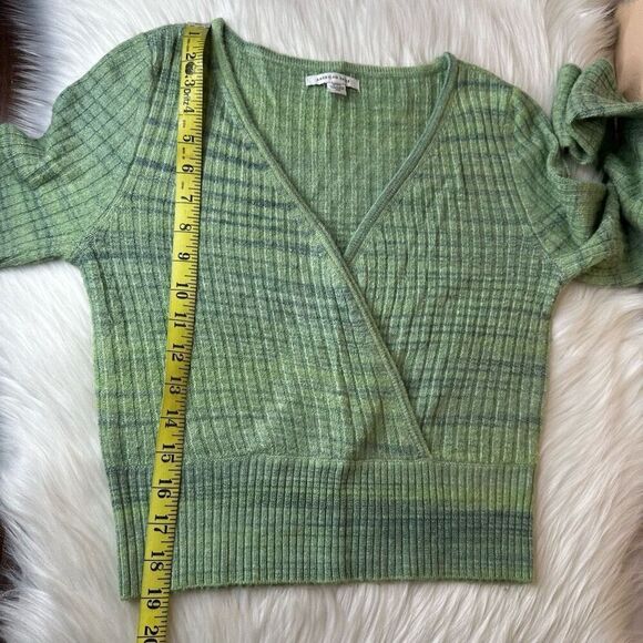 AE American Eagle Wrap Front Sweater Copped Green Size Medium - Picture 6 of 12